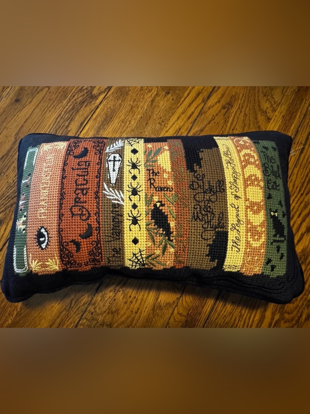 Cupcakes & Cashmere Embroidered Halloween Horror Novel Books Throw Pillow